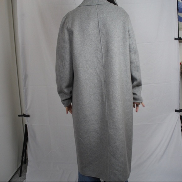 Light Gray Trench Wool Coat for Women - Picture 2 of 7